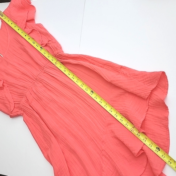Stark X Ruffle Assymetrical Dress Strawberry Pink Flowy Size Small - Picture 10 of 12